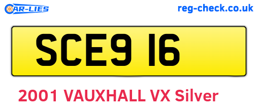 SCE916 are the vehicle registration plates.