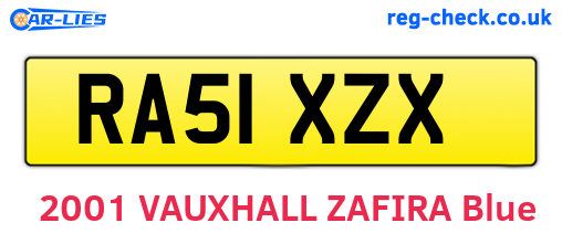 RA51XZX are the vehicle registration plates.