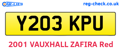 Y203KPU are the vehicle registration plates.