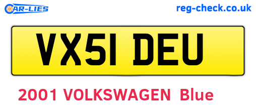 VX51DEU are the vehicle registration plates.