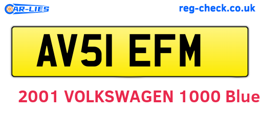 AV51EFM are the vehicle registration plates.