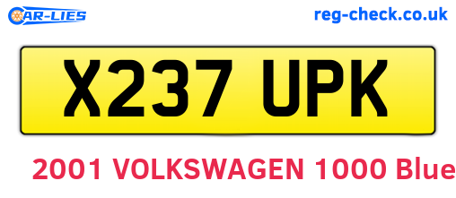 X237UPK are the vehicle registration plates.