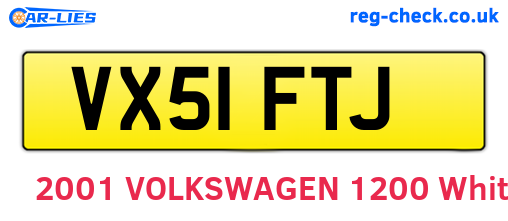 VX51FTJ are the vehicle registration plates.
