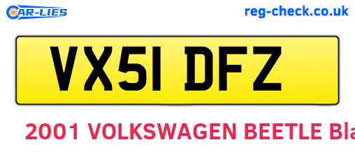 VX51DFZ are the vehicle registration plates.