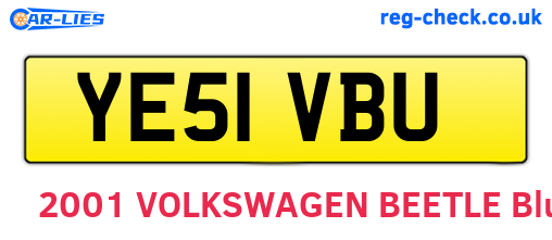 YE51VBU are the vehicle registration plates.