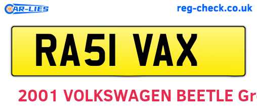 RA51VAX are the vehicle registration plates.