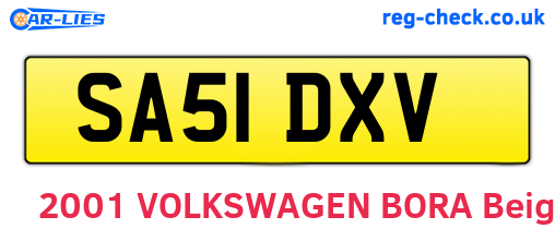 SA51DXV are the vehicle registration plates.