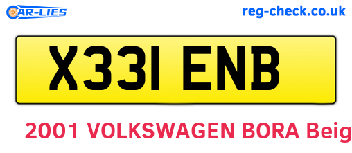 X331ENB are the vehicle registration plates.