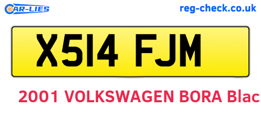 X514FJM are the vehicle registration plates.