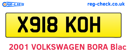 X918KOH are the vehicle registration plates.
