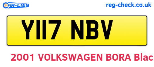 Y117NBV are the vehicle registration plates.