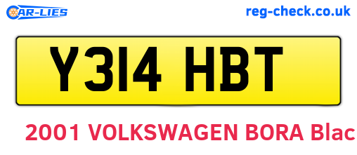 Y314HBT are the vehicle registration plates.