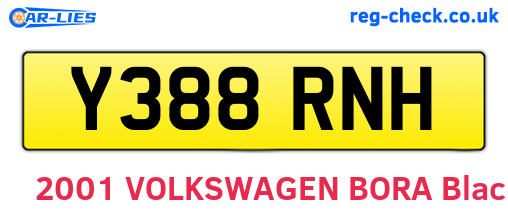 Y388RNH are the vehicle registration plates.