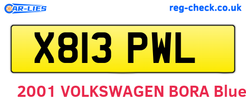 X813PWL are the vehicle registration plates.