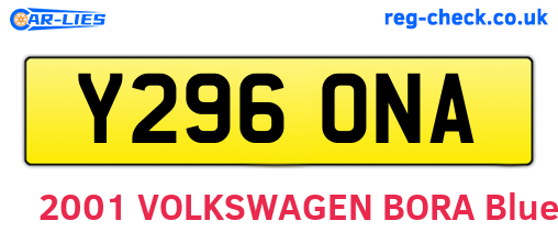 Y296ONA are the vehicle registration plates.