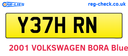 Y37HRN are the vehicle registration plates.