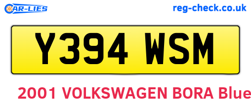 Y394WSM are the vehicle registration plates.