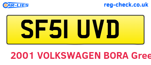 SF51UVD are the vehicle registration plates.