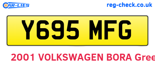 Y695MFG are the vehicle registration plates.