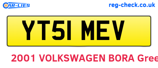 YT51MEV are the vehicle registration plates.