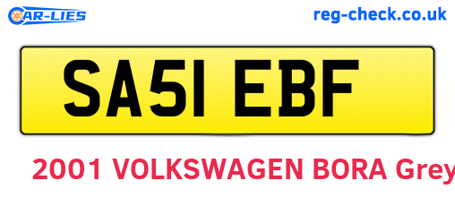 SA51EBF are the vehicle registration plates.