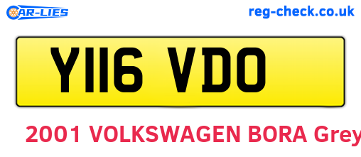 Y116VDO are the vehicle registration plates.