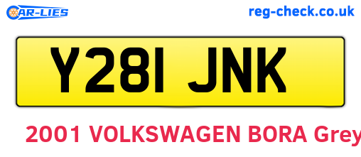 Y281JNK are the vehicle registration plates.