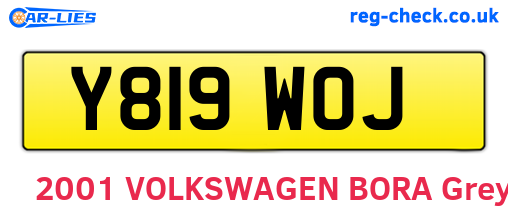 Y819WOJ are the vehicle registration plates.