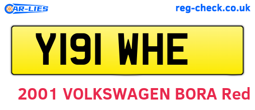 Y191WHE are the vehicle registration plates.