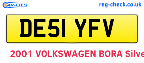 DE51YFV are the vehicle registration plates.