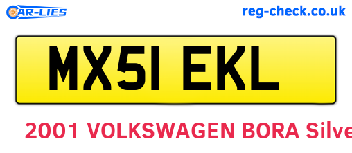 MX51EKL are the vehicle registration plates.
