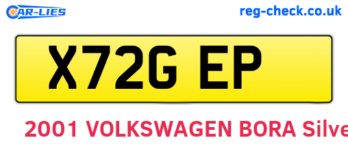 X72GEP are the vehicle registration plates.