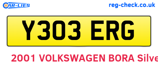 Y303ERG are the vehicle registration plates.