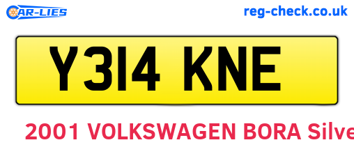 Y314KNE are the vehicle registration plates.