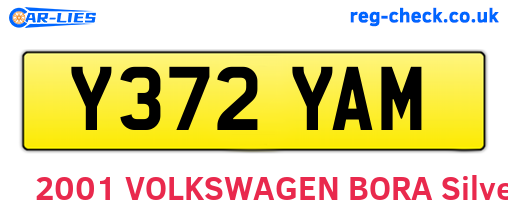 Y372YAM are the vehicle registration plates.