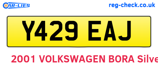 Y429EAJ are the vehicle registration plates.