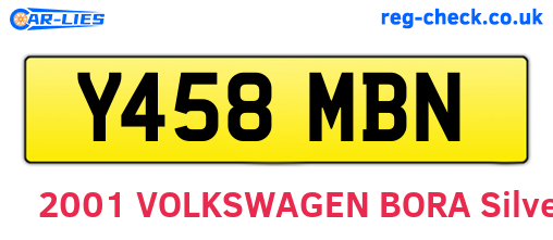 Y458MBN are the vehicle registration plates.