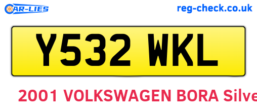 Y532WKL are the vehicle registration plates.