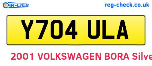 Y704ULA are the vehicle registration plates.