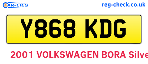 Y868KDG are the vehicle registration plates.