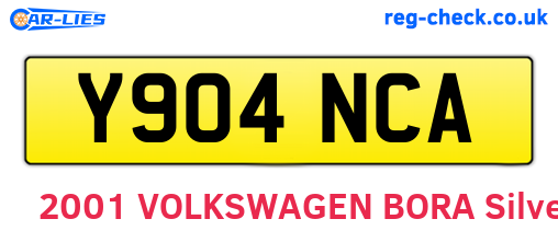 Y904NCA are the vehicle registration plates.