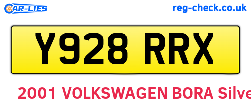 Y928RRX are the vehicle registration plates.