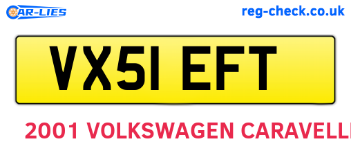 VX51EFT are the vehicle registration plates.