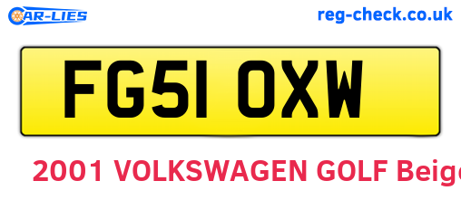 FG51OXW are the vehicle registration plates.