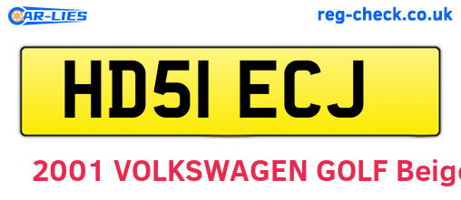 HD51ECJ are the vehicle registration plates.