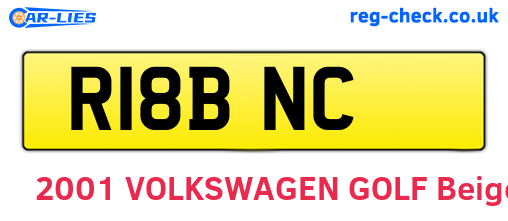 R18BNC are the vehicle registration plates.