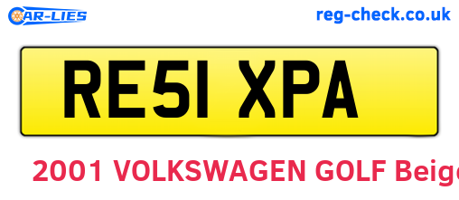 RE51XPA are the vehicle registration plates.