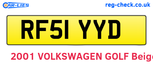 RF51YYD are the vehicle registration plates.