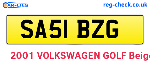 SA51BZG are the vehicle registration plates.