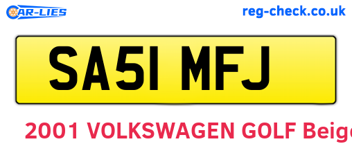 SA51MFJ are the vehicle registration plates.